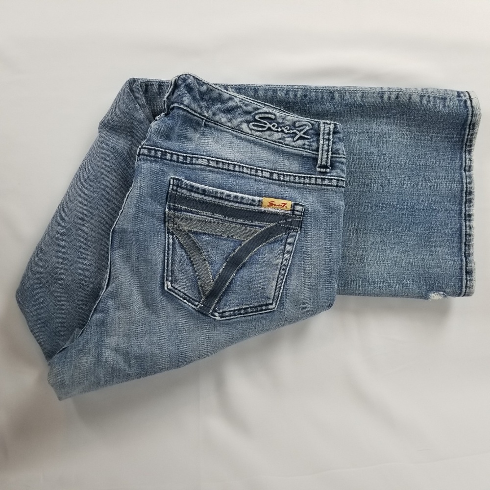 Seven 7 Luxe Womens Jeans Bootcut Distressed